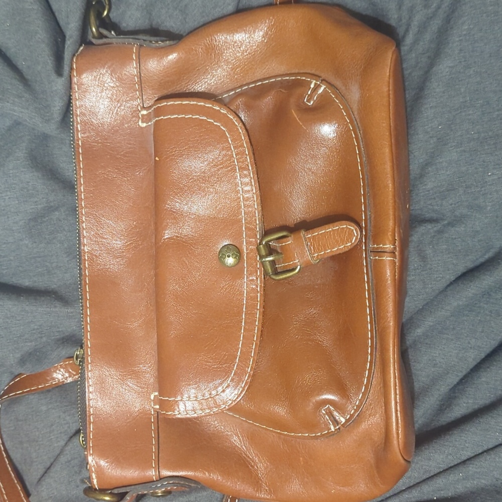 Patricia Nash Elegant Brown Leather Shoulder Bag